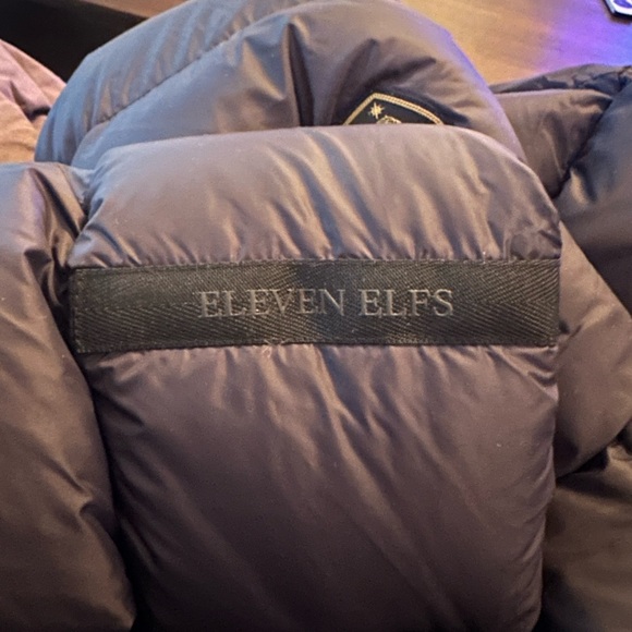 Eleven Elves navy blue, knee length, down jacket. Zippered pockets. Super soft. - Picture 6 of 9